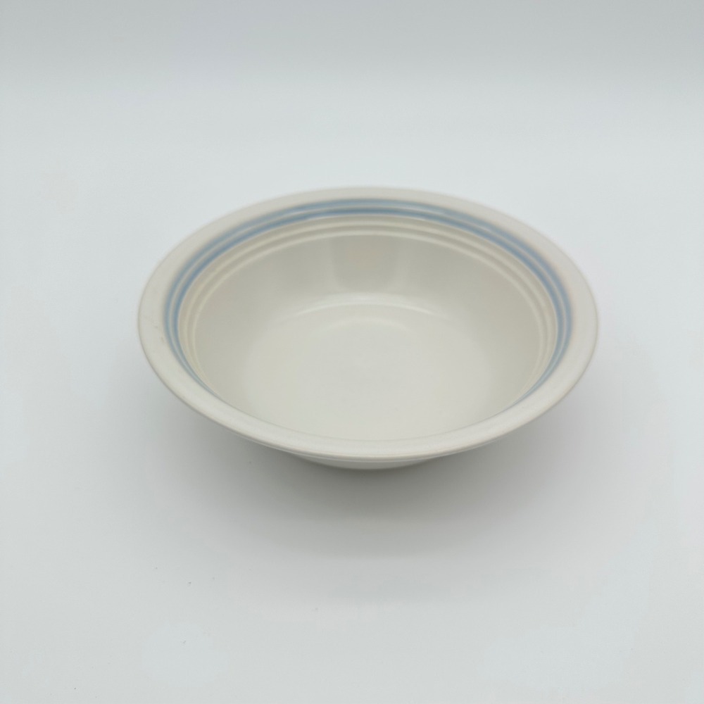 Genuine Stoneware Serving Bowl Vintage 9.5in White Blue Band Japan MCM - Picture 5 of 9